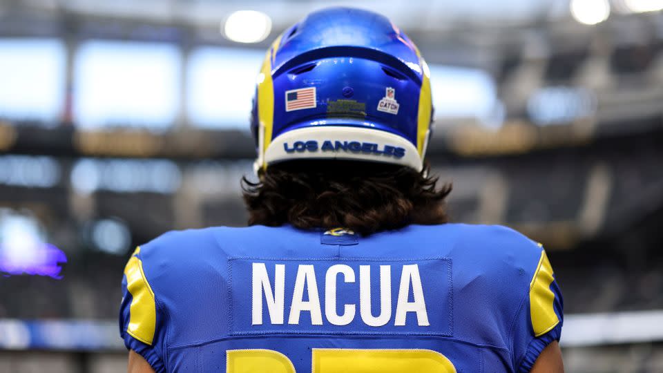 Nacua looks on prior to the Rams' game against the Philadelphia Eagles at SoFi Stadium. - Michael Owens/Getty Images