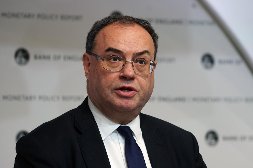 Governor of the Bank of England Andrew Bailey speaking at a Monetary Policy Report press conference at the Bank of England in London. Picture date: Thursday February 3, 2022.