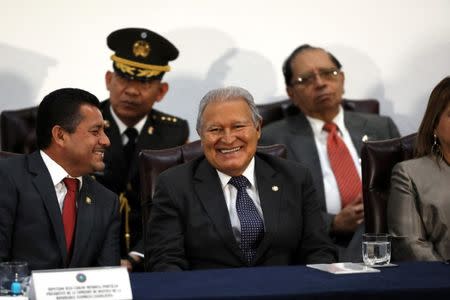 El Salvador's President Salvador Sanchez Ceren participates in a graduation ceremony at the Command of Doctrine and Military Education in San Salvador, El Salvador, July 11, 2018. REUTERS/Jose Cabezas