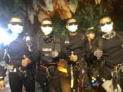 <p>In this undated photo released by Royal Thai Navy on Tuesday, July 10, 2018 show the last four Thai Navy SEALs come out safely after completing the rescued mission inside a cave where 12 boys and their soccer coach have been trapped since June 23, in Mae Sai, Chiang Rai province, northern Thailand. (Photo: Royal Thai Navy via AP) </p>