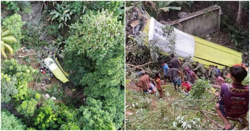 菲律賓一輛巴士墜谷，造成25死。（圖／翻攝X）