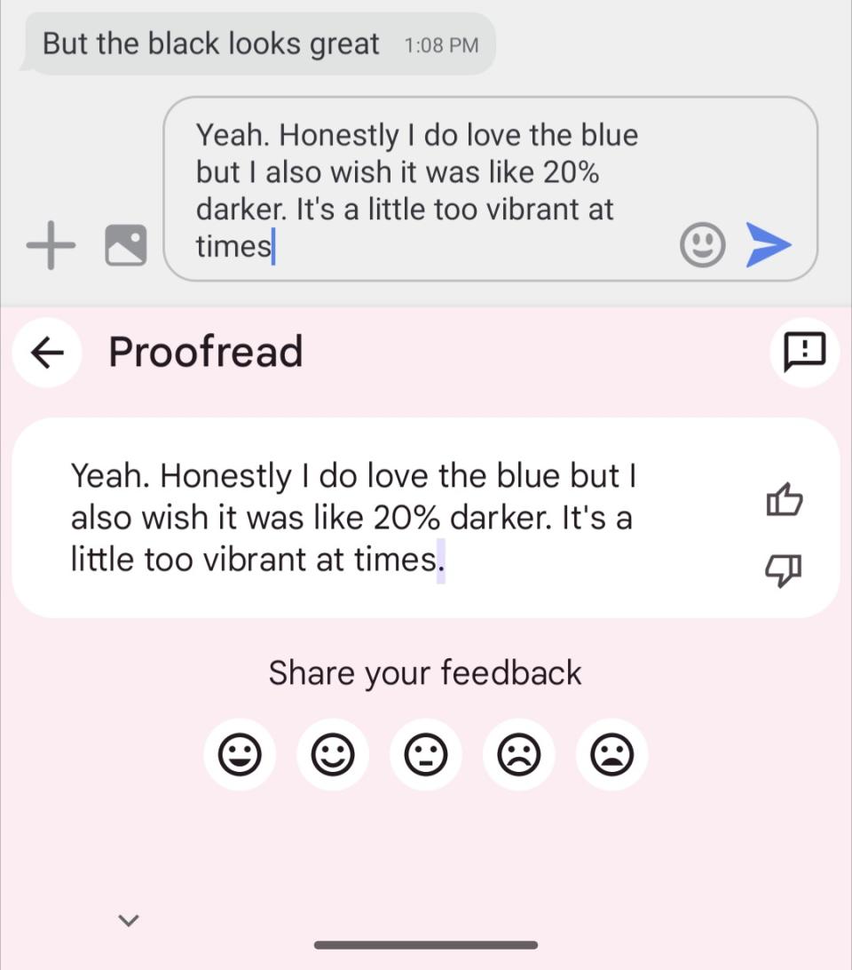 Gboard proofreading suggestions