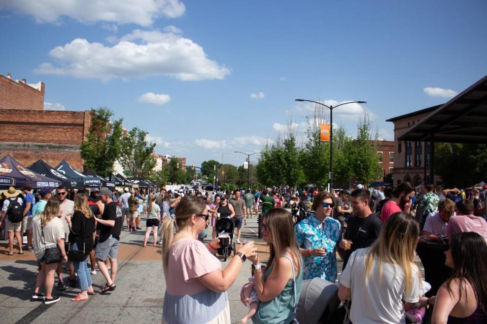 Maconites pack downtown for the Just Tap’d Craft Beer Festival in this Telegraph file photo.
