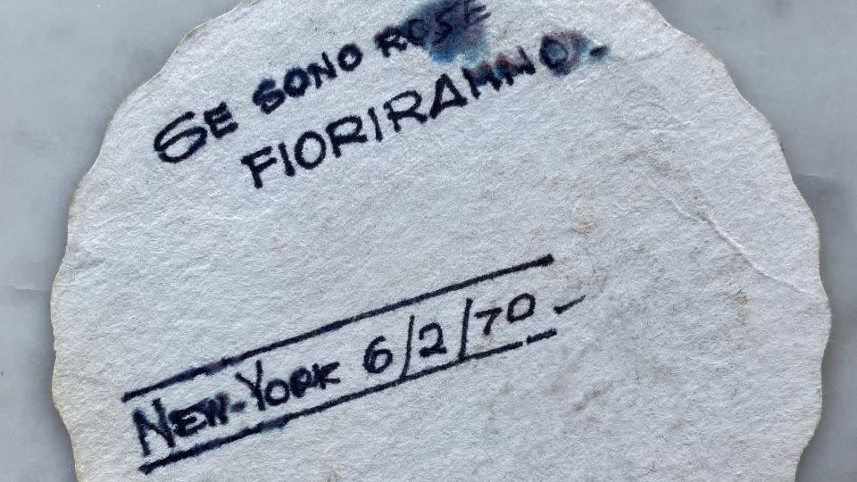 Stefano wrote this Italian phrase on a beer mat in a New York City bar after meeting Sally. - Stefano Ripamonti and Sally Ripamonti