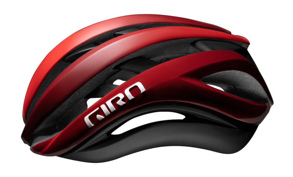 The best road bike helmets, like the one in the image will have plenty of ventilation as shown on this side ways shot Giro helmet