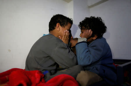 Boys chat before they go to bed at The al-Shawkani Foundation for Orphans Care in Sanaa, Yemen, January 24, 2017. REUTERS/Khaled Abdullah