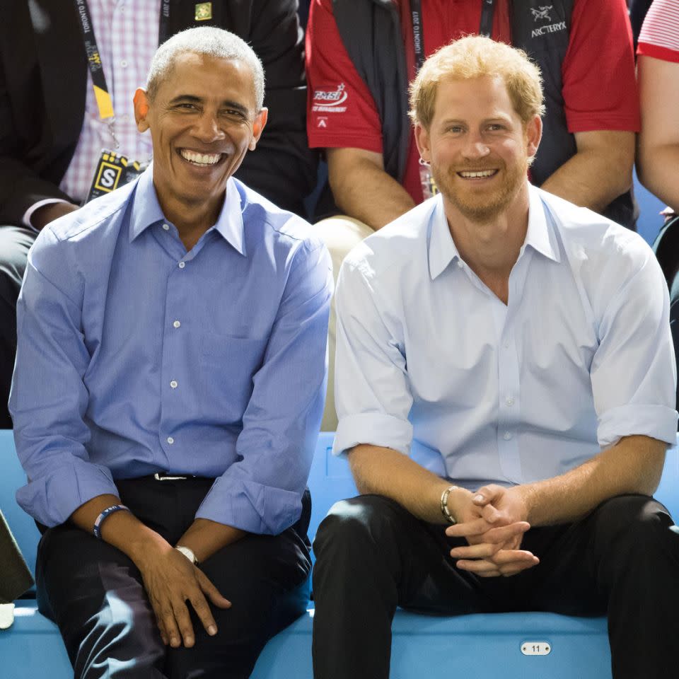 New photos of Prince Harry and former US President Barack Obama have sent social media into a meltdown. Source: Getty