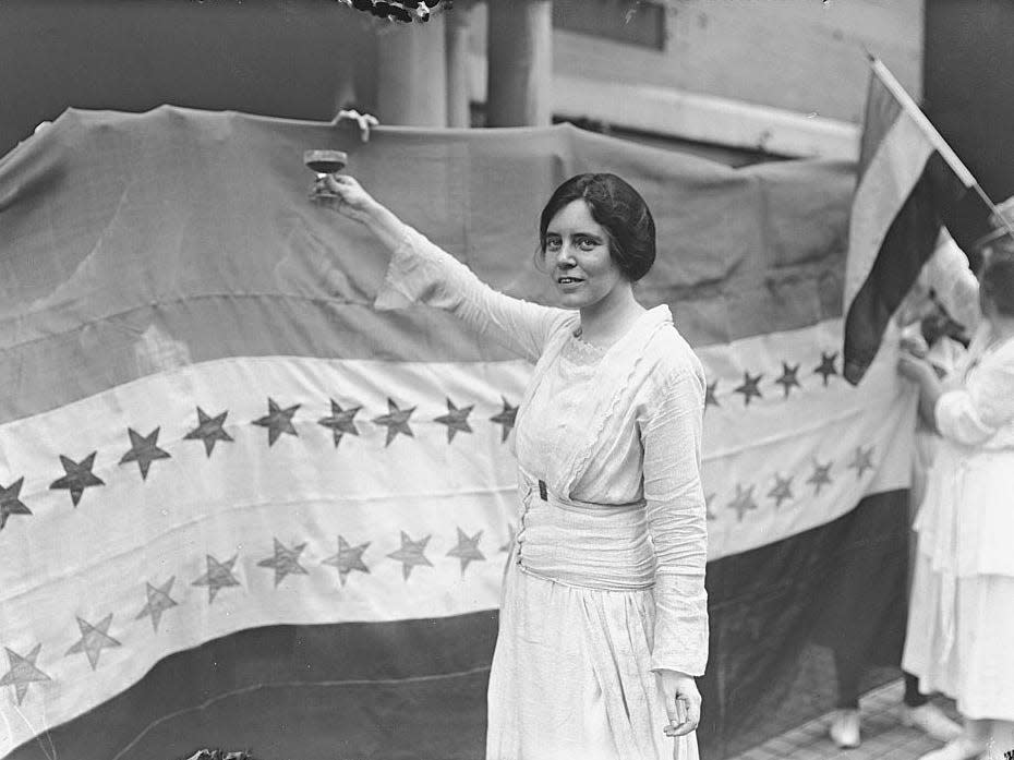 Alice Paul makes a toast to Tennessee's ratification of the 19th Amendment.