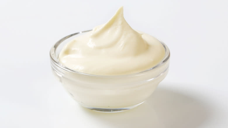 sour cream in a glass bowl