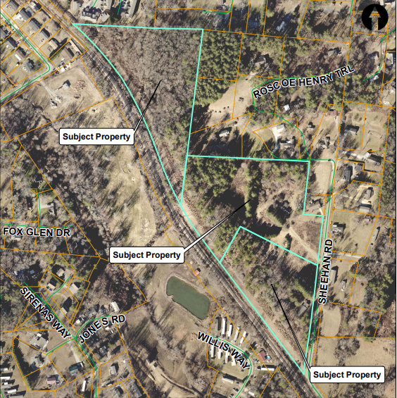 A map of the three plots of land where Cypress Village is proposed for.