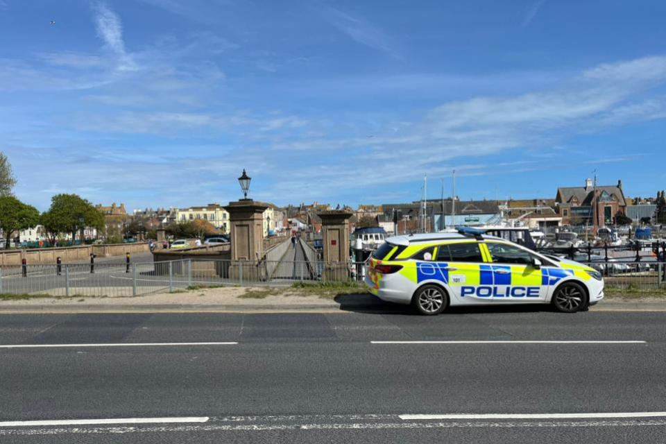 Dorset Echo: Police car at Westham Bridge