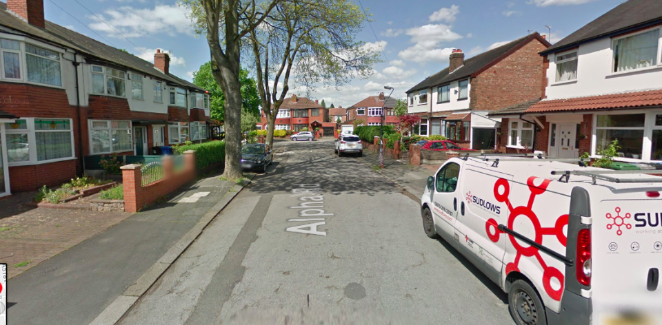 <em>The incident which took place in Alpha Road in Stretford at around 9.50pm on Tuesday (Google)</em>