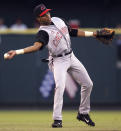 Shortstop Barry Larkin of the Cincinnati Reds fields a ball against the St. Louis Cardinals on June 18, 2004 at Busch Stadium in St. Louis, Missouri. Larkin was elected to the Baseball Hall of Fame January 9, 2012. (Photo by Dilip Vishwanat/Getty Images)