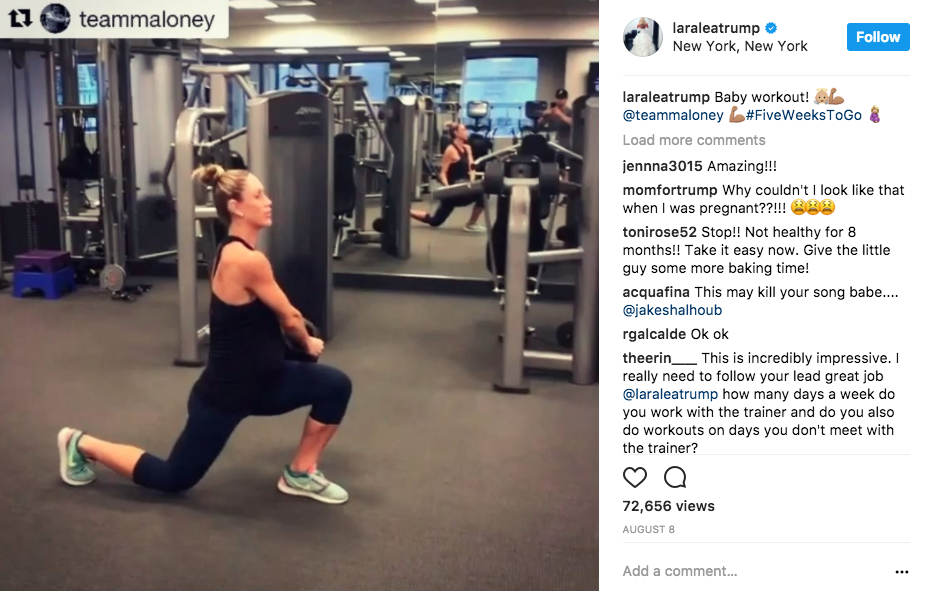 Lara received criticism online over her pregnancy work-outs. Source: Instagram/Lara Lea Trump