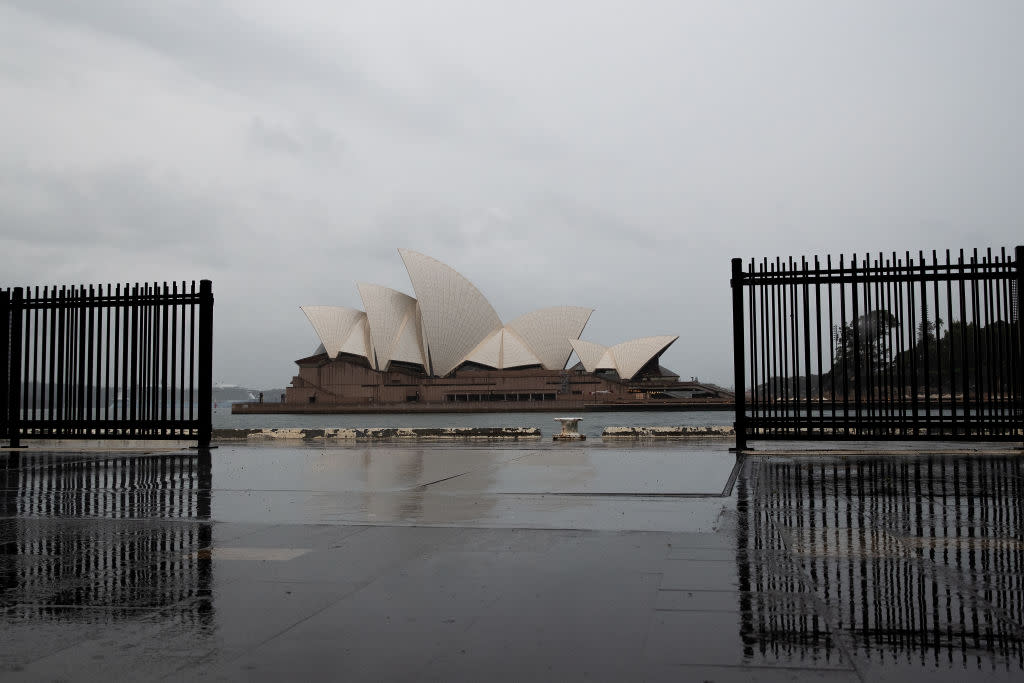 A view of the Sydney Opera House from Campbells Cove on March 25, 2020 in Sydney, Australia. (Photo by Cameron Spencer/Getty Images)