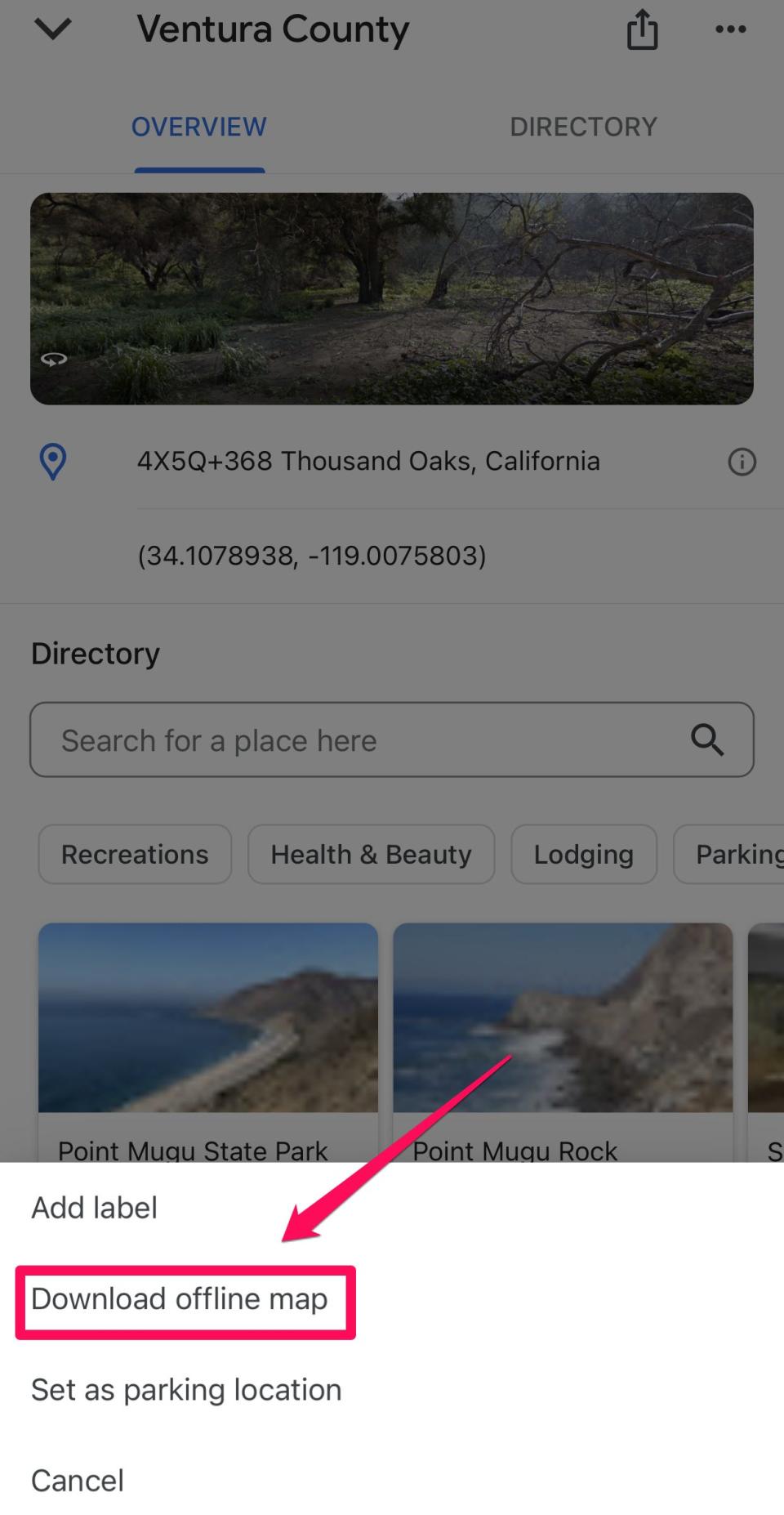 A location card in Google Maps.