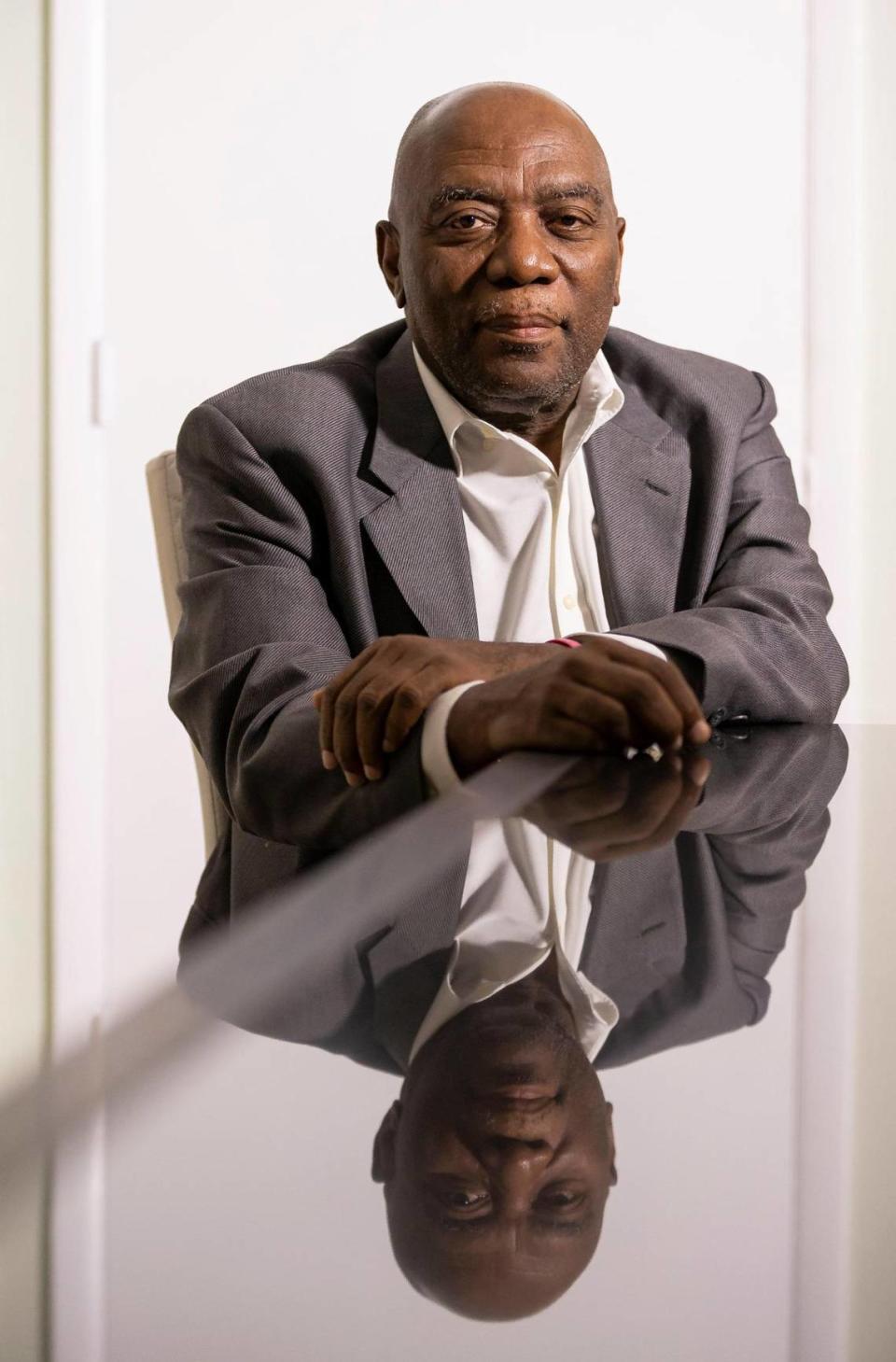 Dr. Larry Pierre, the founder of the Center for Haitian Studies, is photographed at CHS on Friday, March 17, 2023, in Miami. The center, which is about to celebrate its 35-year anniversary, is also a health clinic and was at the forefront of battling the HIV/AIDS epidemic in the Haitian community.