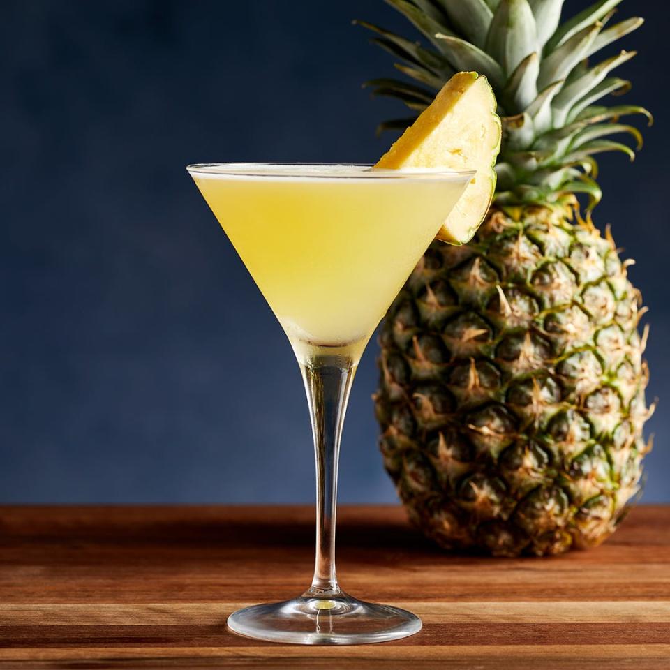 Firebird's signature cocktail, the Double Black Diamond Martini is made with an infusion of fresh pineapple and New Amsterdam Pineapple Vodka, garnished with a juicy pineapple slice.