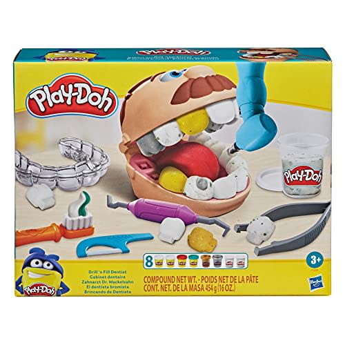Hasbro Play-Doh Dottor Trapanino, Giocattolo per Bambini dai 3 Anni in Su, con 8 Barattoli di Composto Modellabile, Colori Assortiti Atossici