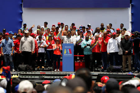 Venezuela's President Nicolas Maduro delivers a speech to supporters during a campaign rally in Charallave, Venezuela May 15, 2018. REUTERS/Adriana Loureiro