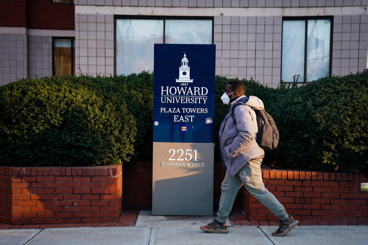 A student walks on the campus of Howard University, one of the top 10 historically Black colleges and universities (HBCUs) across the United States in Washington, U.S. January 31, 2022. (Credit: Sarah Silbiger, Reuters)
