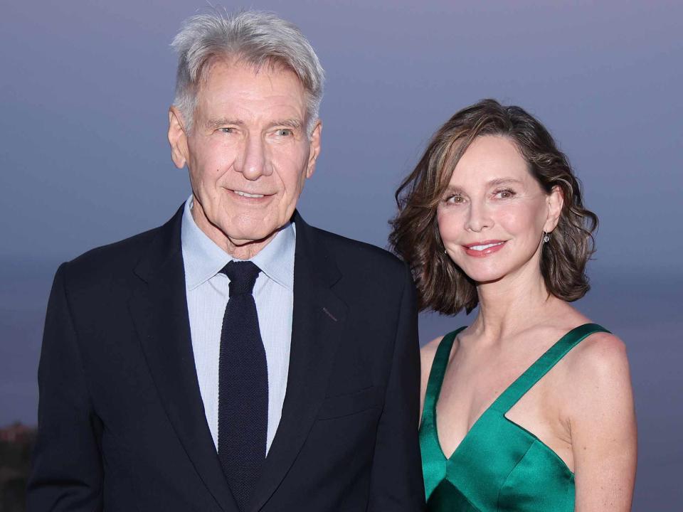 <p>Daniele Venturelli/Getty </p> Harrison Ford and Calista Flockhart