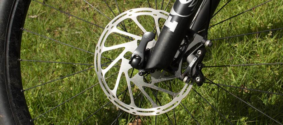 A mountain bike disc brake rotor