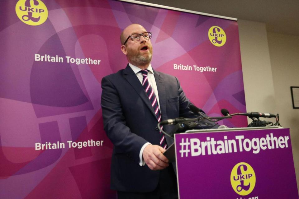 Paul Nuttall pledged more police, soldiers, prison officers and border guards in his manifesto speech (PA)