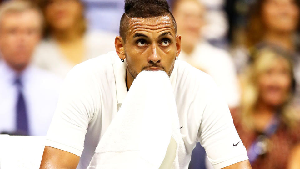 Nick Kyrgios, pictured here during his loss to Andrey Rublev at the US Open.