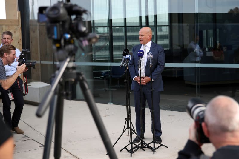 Interim Rugby Australia CEO Rob Clarke holds a news conference amidst the spread of the coronavirus disease (COVID-19) at Rugby Australia headquarters in Sydney