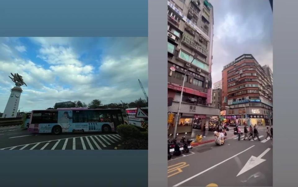 酒井法子大讚公車廣告上的謝金燕是美女（左圖），也分享林森北路的街景（右圖）。（圖／翻攝自酒井法子IG）
