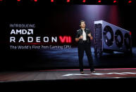 Lisa Su, president and CEO of AMD, introduces the Radeon VII, a 7nm gaming graphics card during a keynote address at the 2019 CES in Las Vegas, Nevada, U.S., January 9, 2019. REUTERS/Steve Marcus