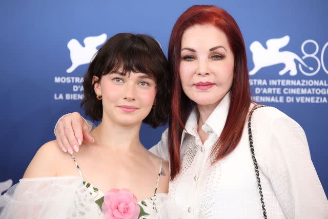 <p>Daniele Venturelli/WireImage</p> Cailee Spaeny and Priscilla Presley attend a photocall for the movie "Priscilla" at the 80th Venice International Film Festival on September 04, 2023 in Venice, Italy