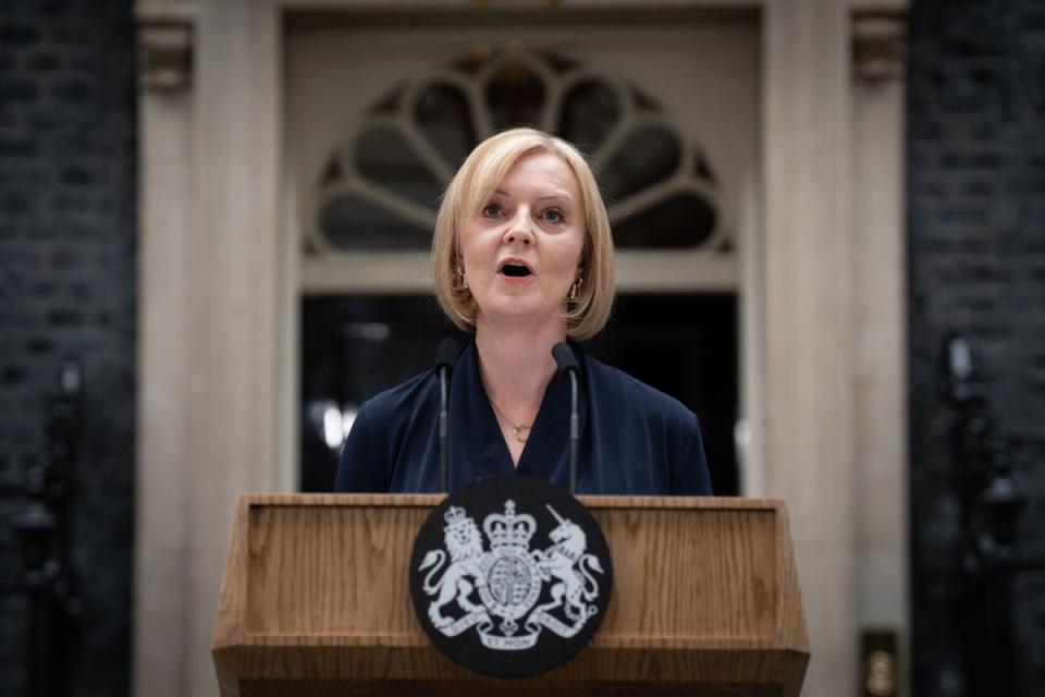 Liz Truss addresses the nation for the first time from the steps of No 10 (Stefan Rousseau/PA) (PA Wire)