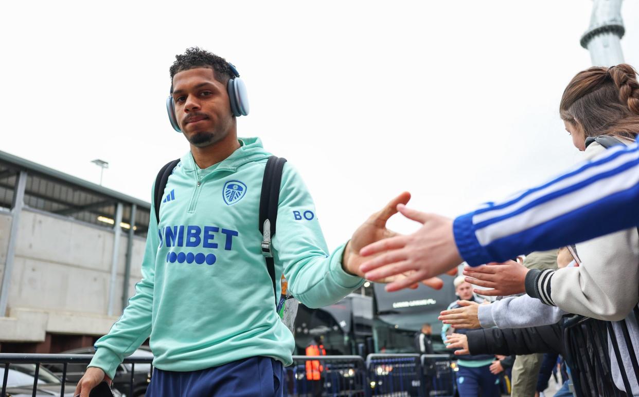 Leeds' Georginio Rutter arrives ahead of their game against Southampton.