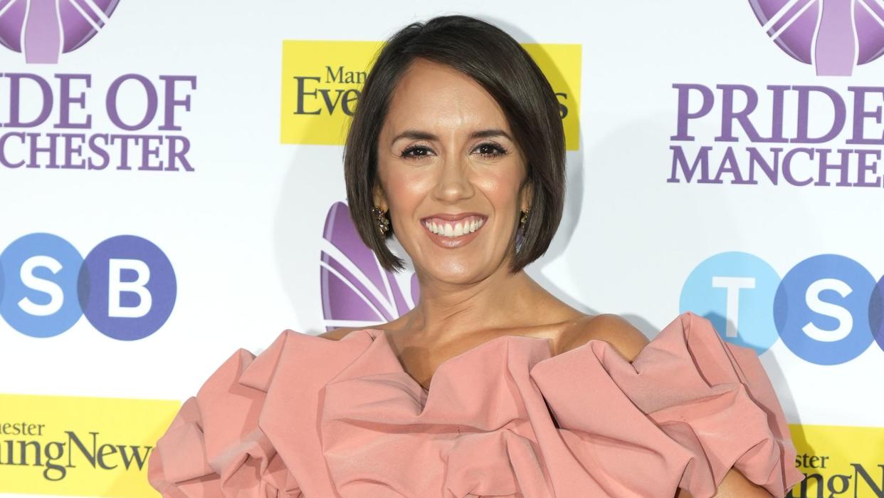 Janette Manrara in a peach-coloured dress