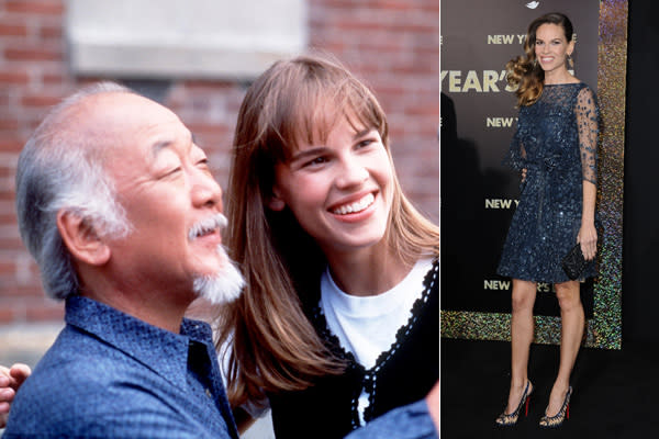 In „Karate Kid IV – Die nächste Generation“ nimmt sich Mr. Miyagi der damals erst 20-jährigen Hollywood-Aktrice Hilary Swank an. Und was wurde aus dem liebenswerten Martial-Arts-Meister? (Bilder: ddp images/Getty Images)