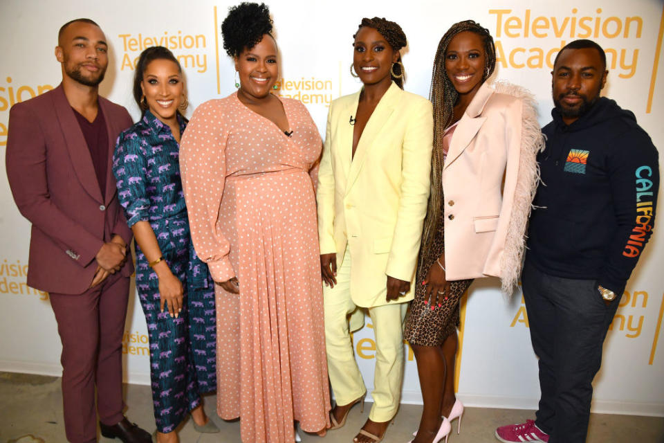 The cast of Insecure pose for a photo