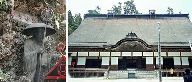 弘法大師立像與日本弘法寺。圖片來源：台北天后宮官網。