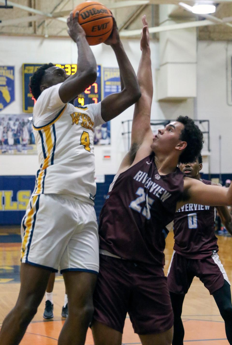 Winter Haven junior Isaac Celiscar goes up for a shot against Sarasota Rivervew on Thurday night in the Class 7A, Region 3 quarterfinals at the Jack Deedrick Gymnasium.