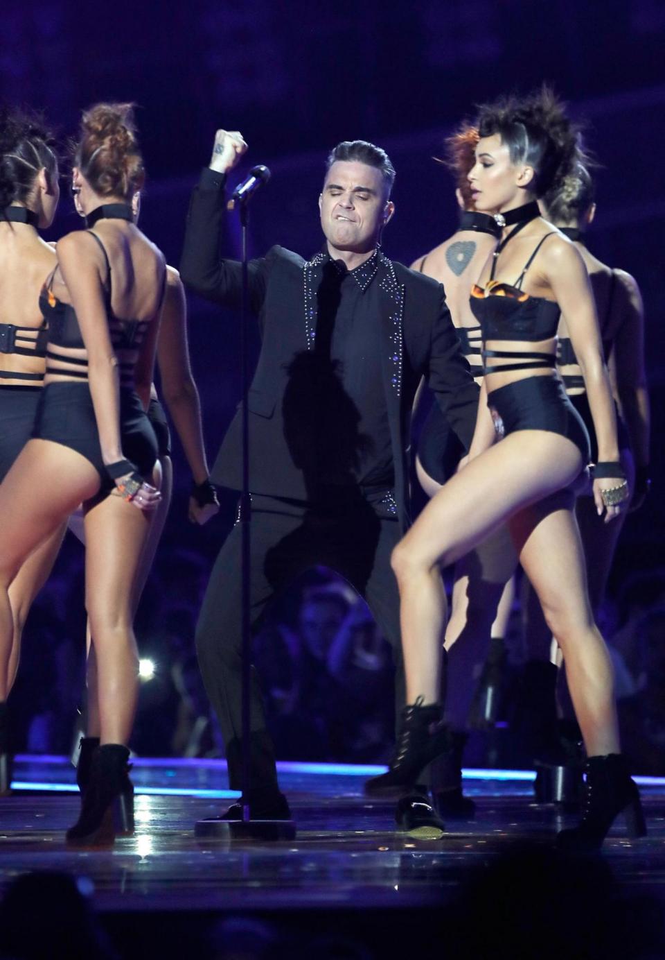 Robbie Williams performing at the 2017 Brit Awards (Dave Benett)