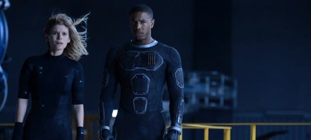 DF-12054 â€“ Kate Mara as Sue Storm and Michael B. Jordan as Johnny Storm face off against an incredibly powerful enemy. Photo Credit: Ben Rothstein