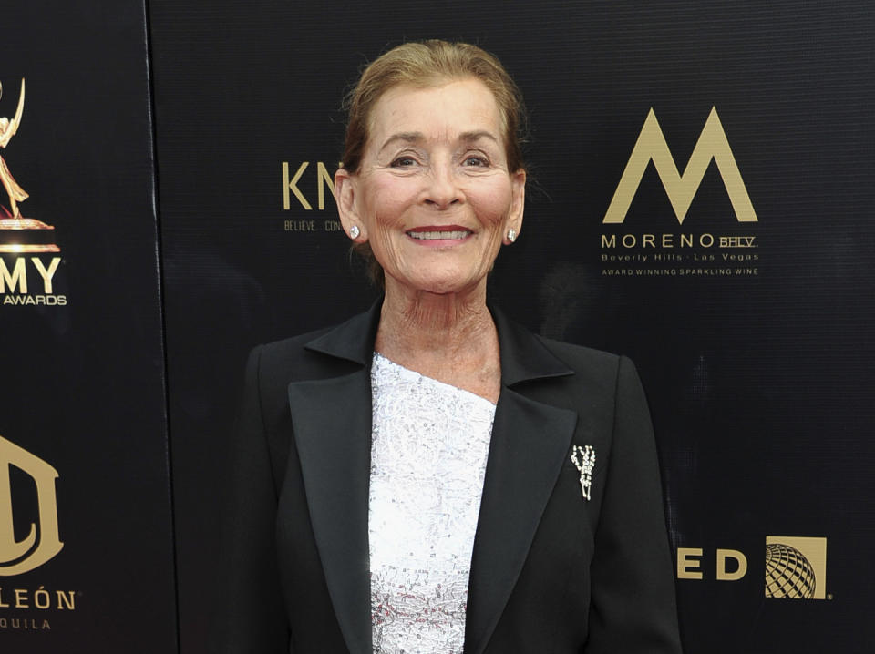 FILE - Judge Judy Sheindlin arrives at the 46th annual Daytime Emmy Awards in Pasadena, Calif., on May 5, 2019. Sheindlin, whose long-running syndicated courtroom show “Judge Judy” will end production in 2021, will be dispensing justice on an exclusive show in the U.S. for IMDb TV. (Photo by Richard Shotwell/Invision/AP, File)