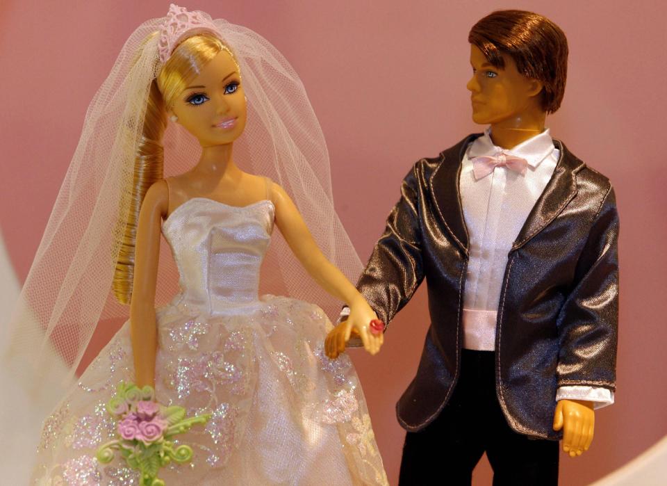 Barbie and Ken getting married at the International Toy Fair in Nuremberg, Germany, in 2007.