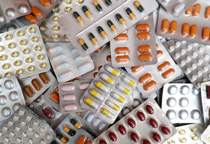 FILE PHOTO: Illustration photo shows various medicine pills in their original packaging in Brussels