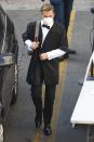 <p>Chris Pine is seen in a suit on the set of <i>Don’t Worry Darling</i> in L.A. on Tuesday. </p>