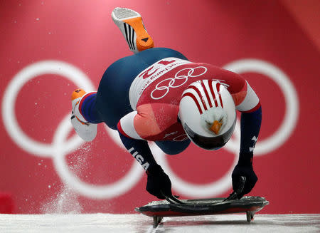 Skeleton - Pyeongchang 2018 Winter Olympics – Women's Finals - Olympic Sliding Center - Pyeongchang, South Korea – February 16, 2018 - Katie Uhlaender of the U.S. REUTERS/Edgar Su