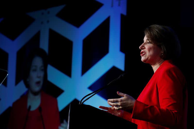 U.S. Democratic presidential candidate Amy Klobuchar speaks at a North Carolina Democratic Party event in Charlotte, North Carolina