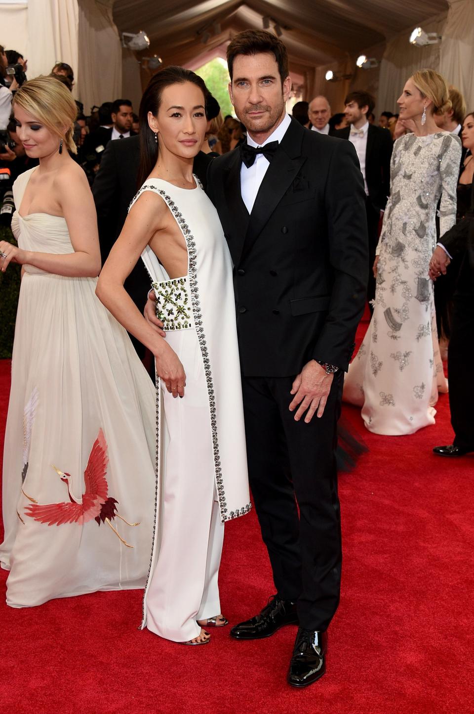 <h1 class="title">Maggie Q in Tory Burch and Dylan McDermott</h1><cite class="credit">Photo: Getty Images</cite>