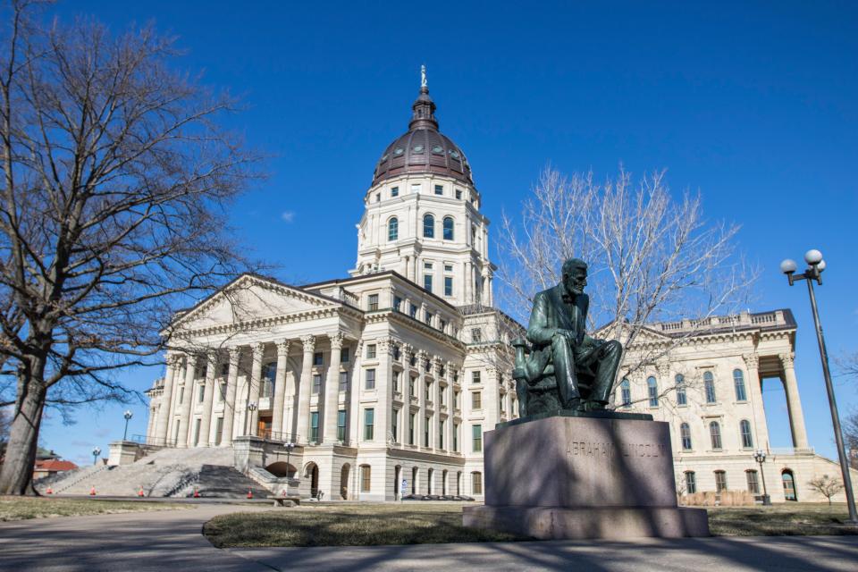 Although officials worried about possible protests and violence at the Kansas statehouse Sunday, Jan. 17, 2021, no one showed up in Topeka, Kan., as of Sunday afternoon.